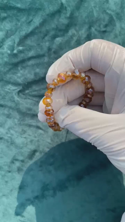 GOLDEN BROWN AQUAMARINE CRYSTAL BEADS BRACELET