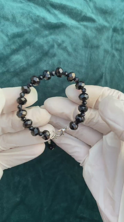 BLACK AQUAMARINE CRYSTAL BEADS BRACELET