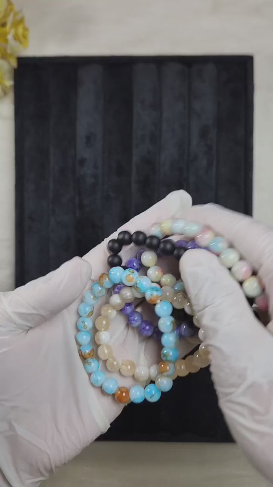 Ocean Blue & Earthy Tones Bracelet + 1 FREE GIFT