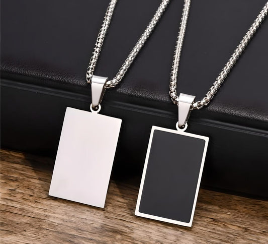 26 Inches 80Cm Stainless Steel Irregular Square Pendant Black Necklace Men High Grade Stainless Steel Jewelry Necklaces